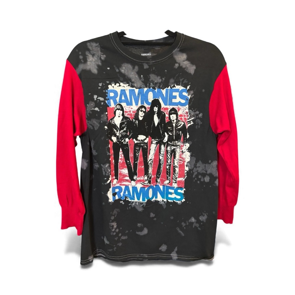 Ramones Long Sleeve Rocktop Upcycle - Black and Red
